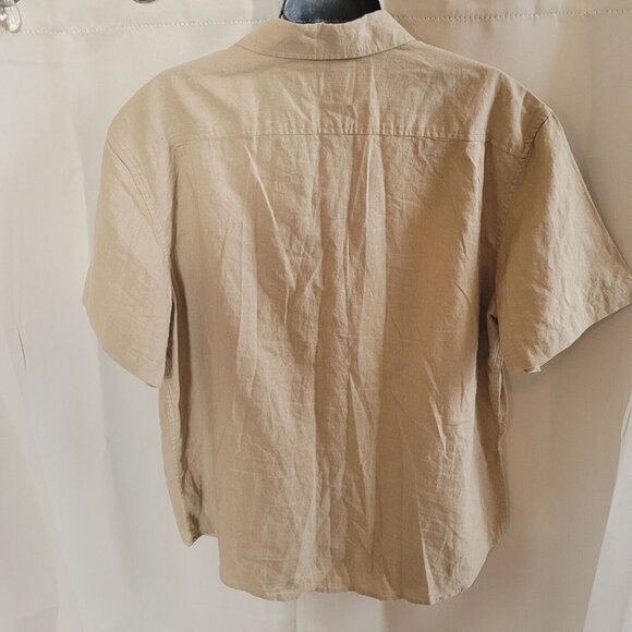 OLd Navy Mens Shirt Size XL Khaki Button Up Linen Blend Relaxed Fit Beach 17421 - Picture 2 of 10